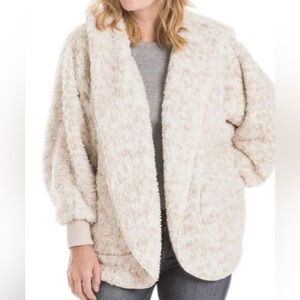 Katy Did Cozy Snow Leopard Print Cream Jacket